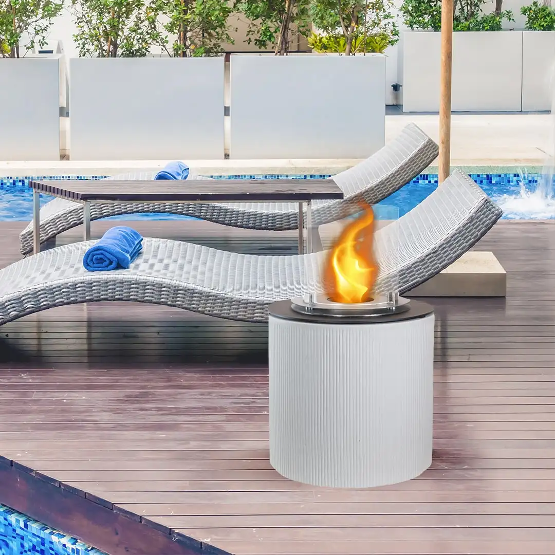 Lareira a Bioetanol de Chão MODIGLIANI Branca – Design Minimalista