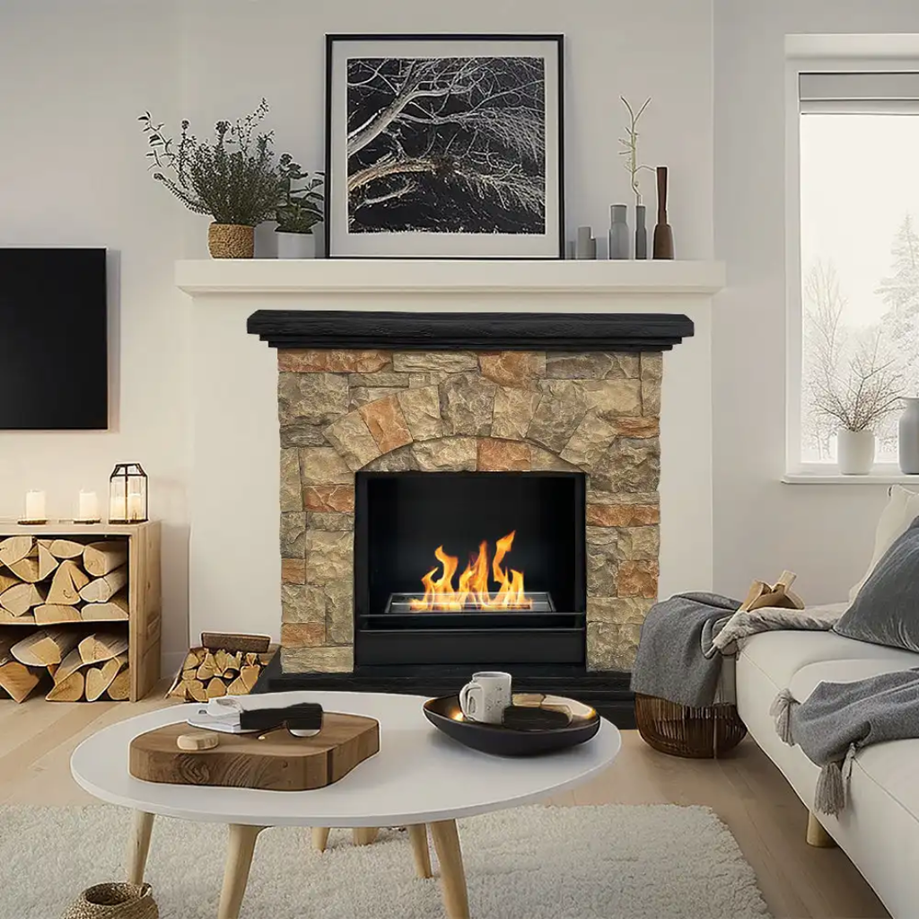 Lareira a Bioetanol de Chão BELLUNO – Efeito Pedra Decorativa