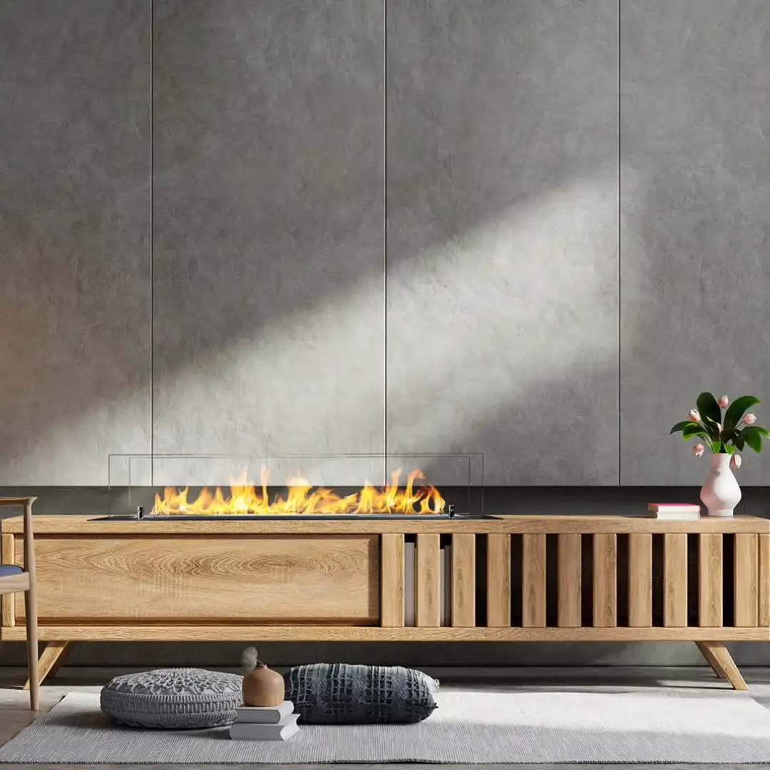 Queimador a Bioetanol 100 cm com Vidros em Aço Inoxidável