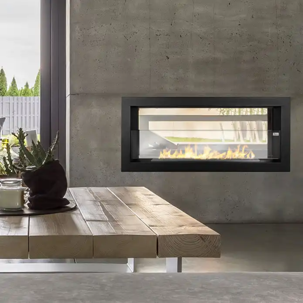 Lareira a Bioetanol de Embutir 90cm Moderna Preta