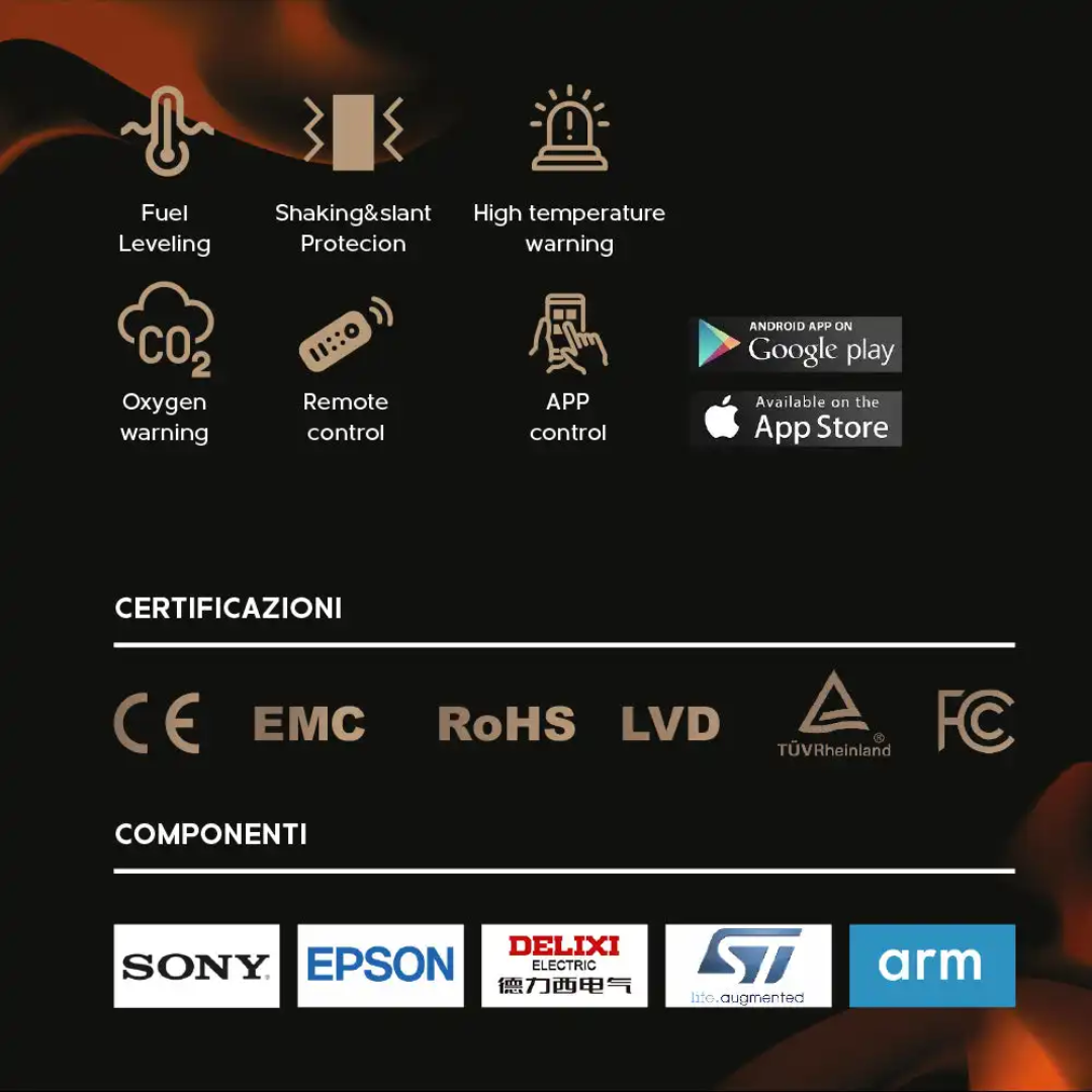 Queimador Automático a Bioetanol SLIM100 com Controlo App