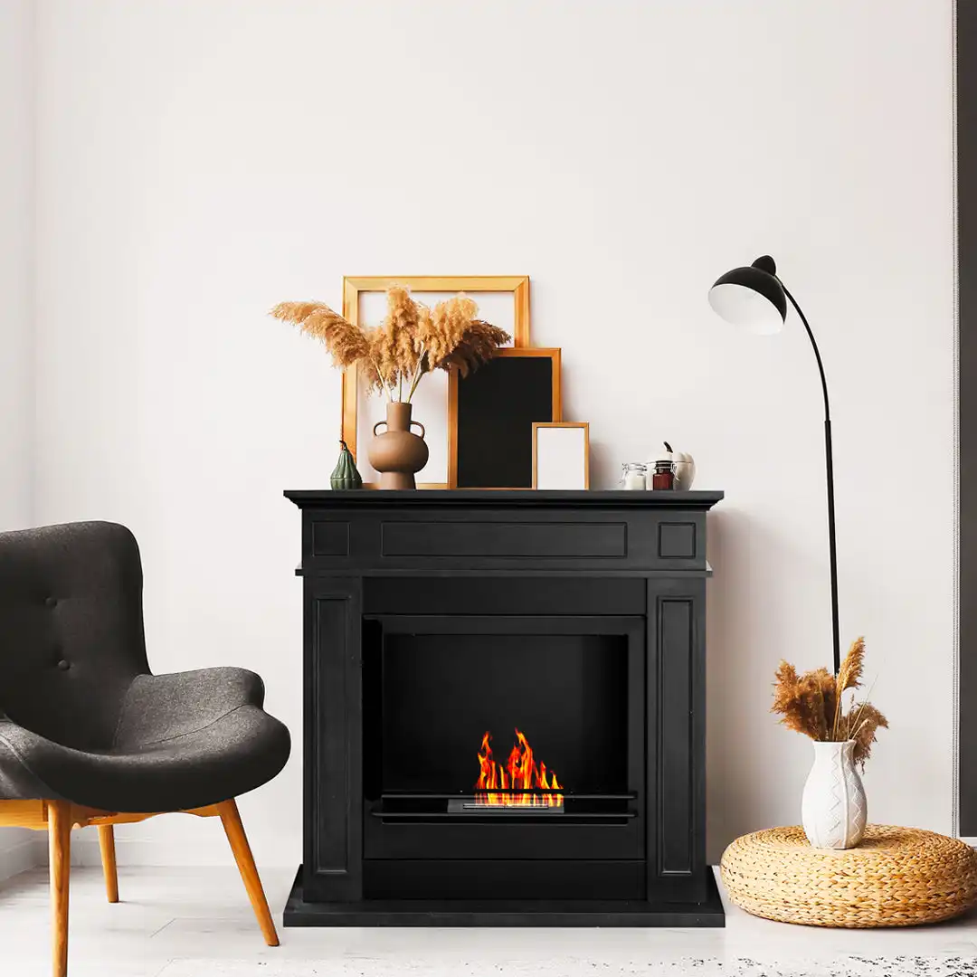 Lareira a Bioetanol de Chão Jefferson Preta 89,5×90,5 cm – Design Clássico