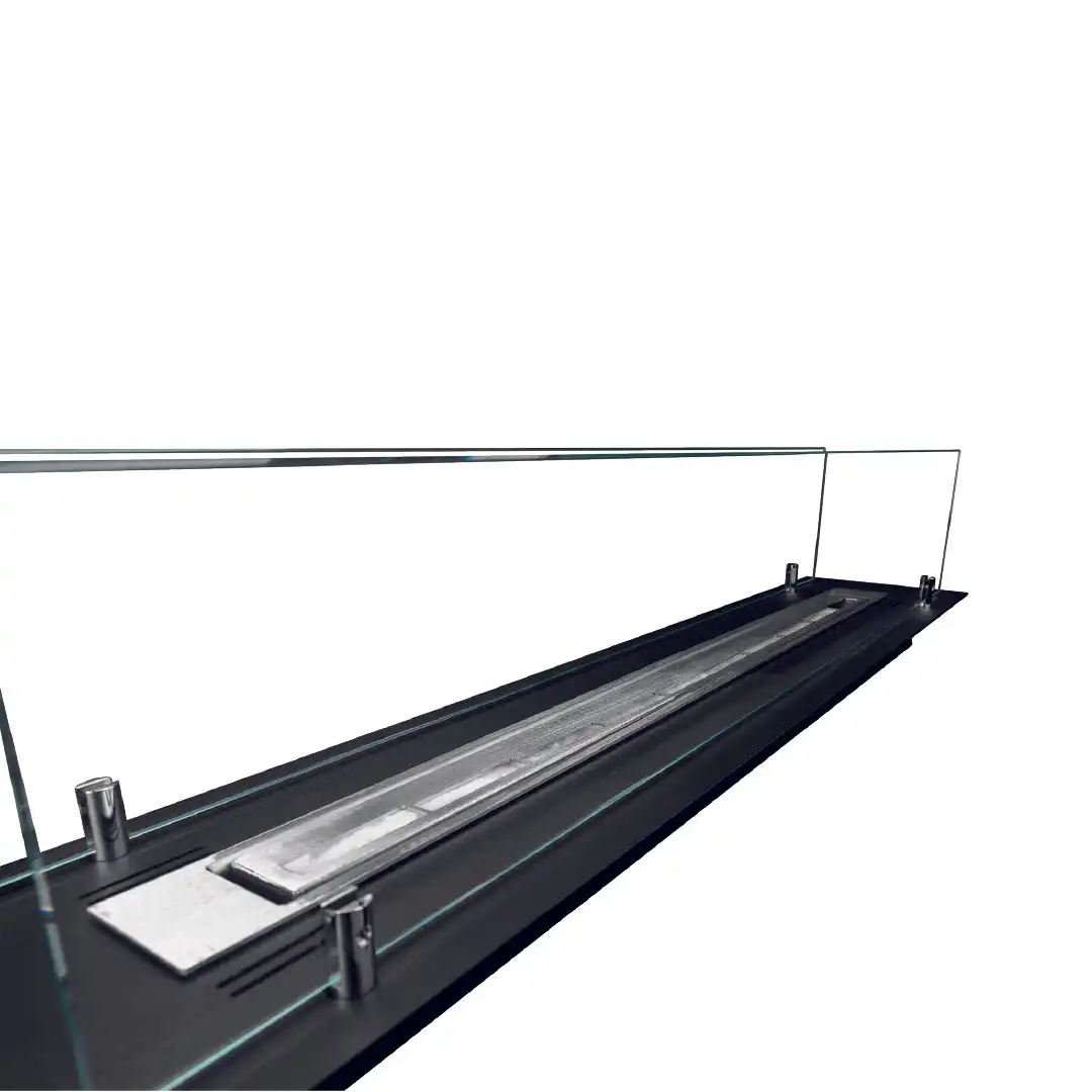 Queimador a Bioetanol 100 cm com Vidros em Aço Inoxidável