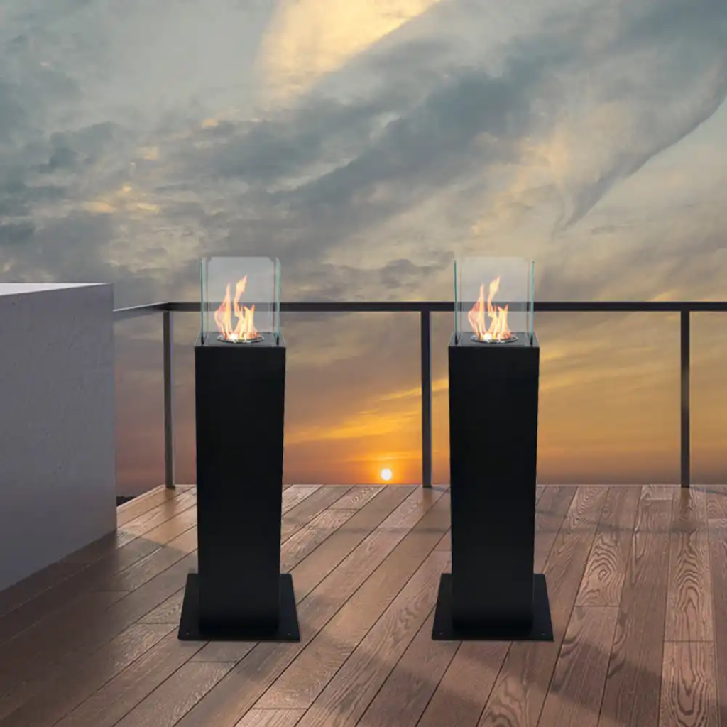 Lareira a Bioetanol CAPRI 70 – Coluna Preta para Interior e Exterior