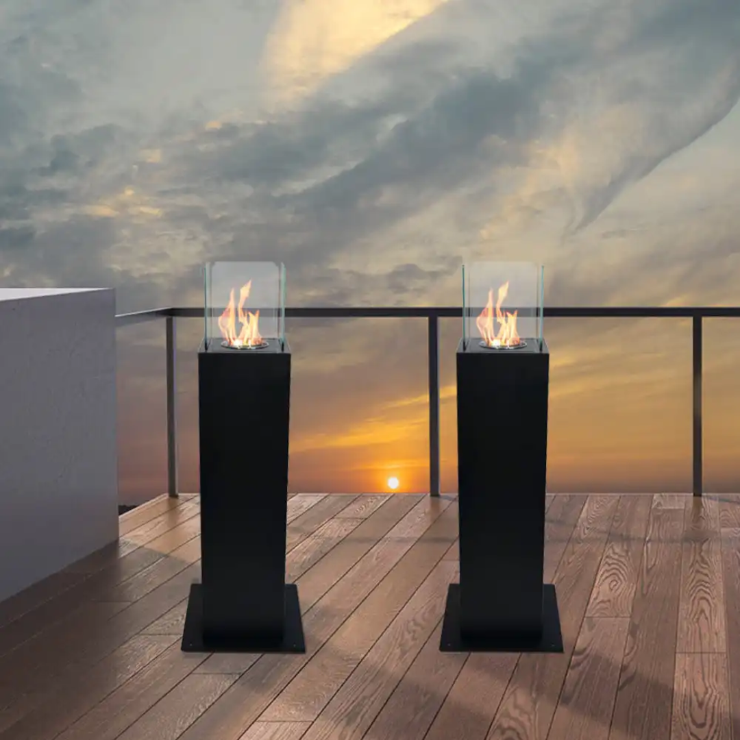 Lareira a Bioetanol CAPRI 70 – Coluna Preta para Interior e Exterior