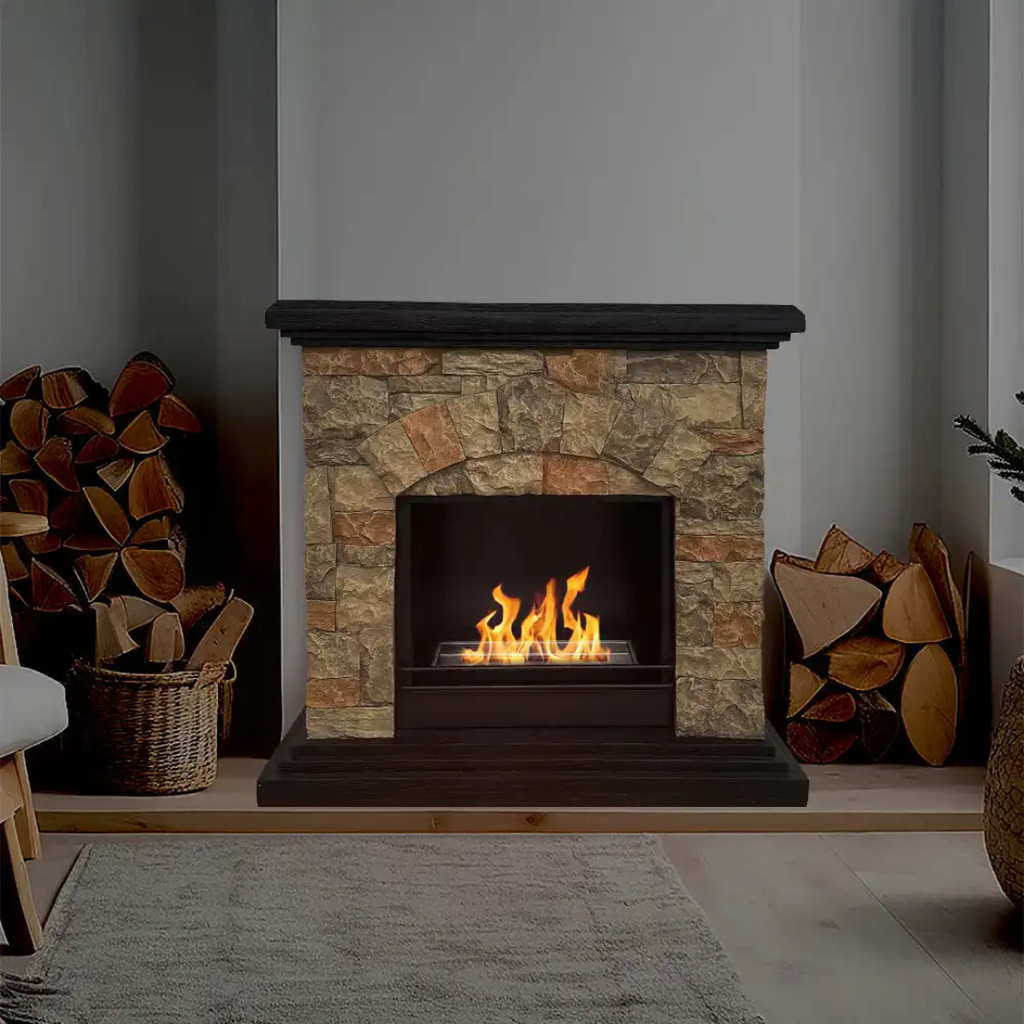 Lareira a Bioetanol de Chão BELLUNO – Efeito Pedra Decorativa