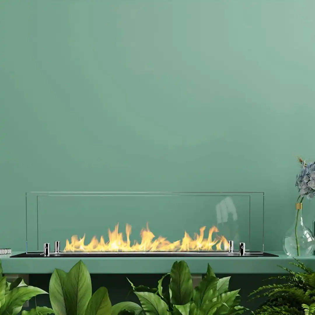 Queimador a Bioetanol 65 cm com Vidros em Aço Inoxidável