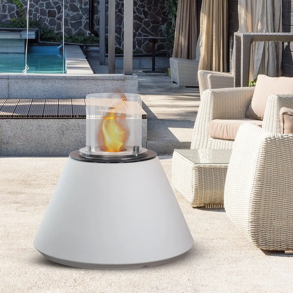 Lareira a Bioetanol de Chão STROMBOLI Branca – Interior e Exterior