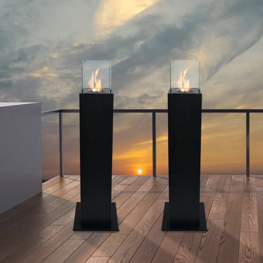 Lareira a Bioetanol CAPRI 110 – Coluna Decorativa Preto 110cm