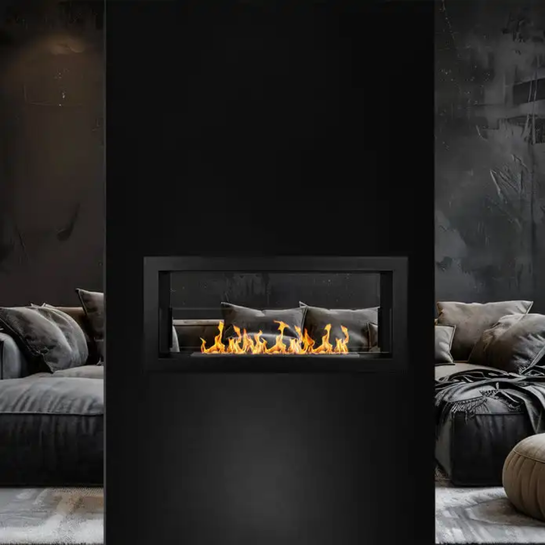 Lareira a Bioetanol de Embutir 90cm Moderna Preta