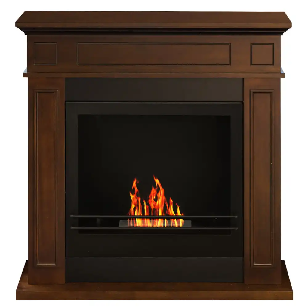 Lareira a Bioetanol de Chão Jefferson Castanha 89,5×90,5 cm – Estilo Clássico