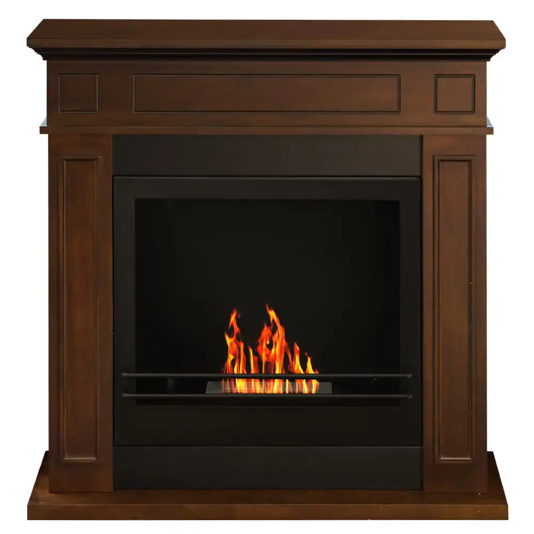 Lareira a Bioetanol de Chão Jefferson Castanha 89,5×90,5 cm – Estilo Clássico