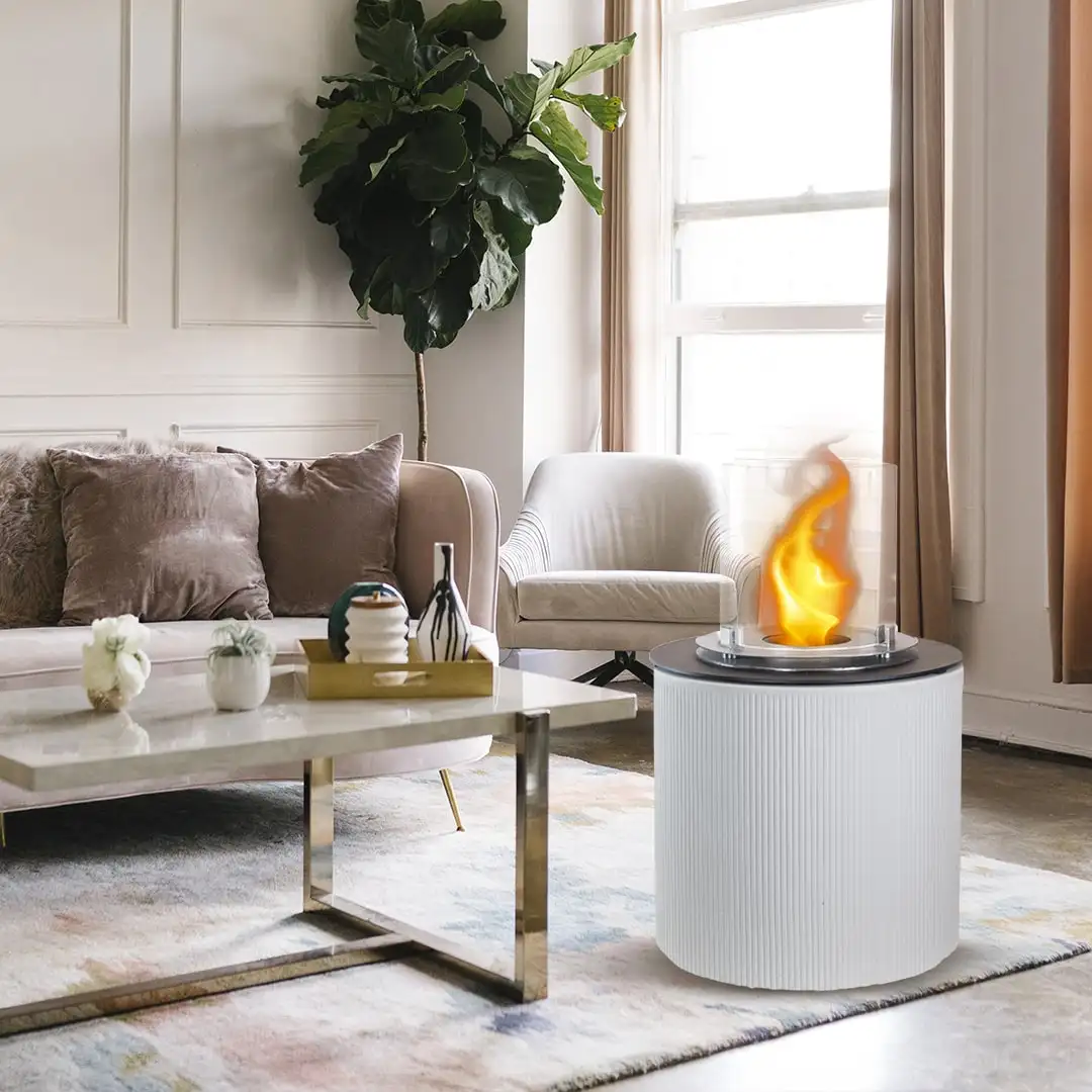 Lareira a Bioetanol de Chão MODIGLIANI Branca – Design Minimalista