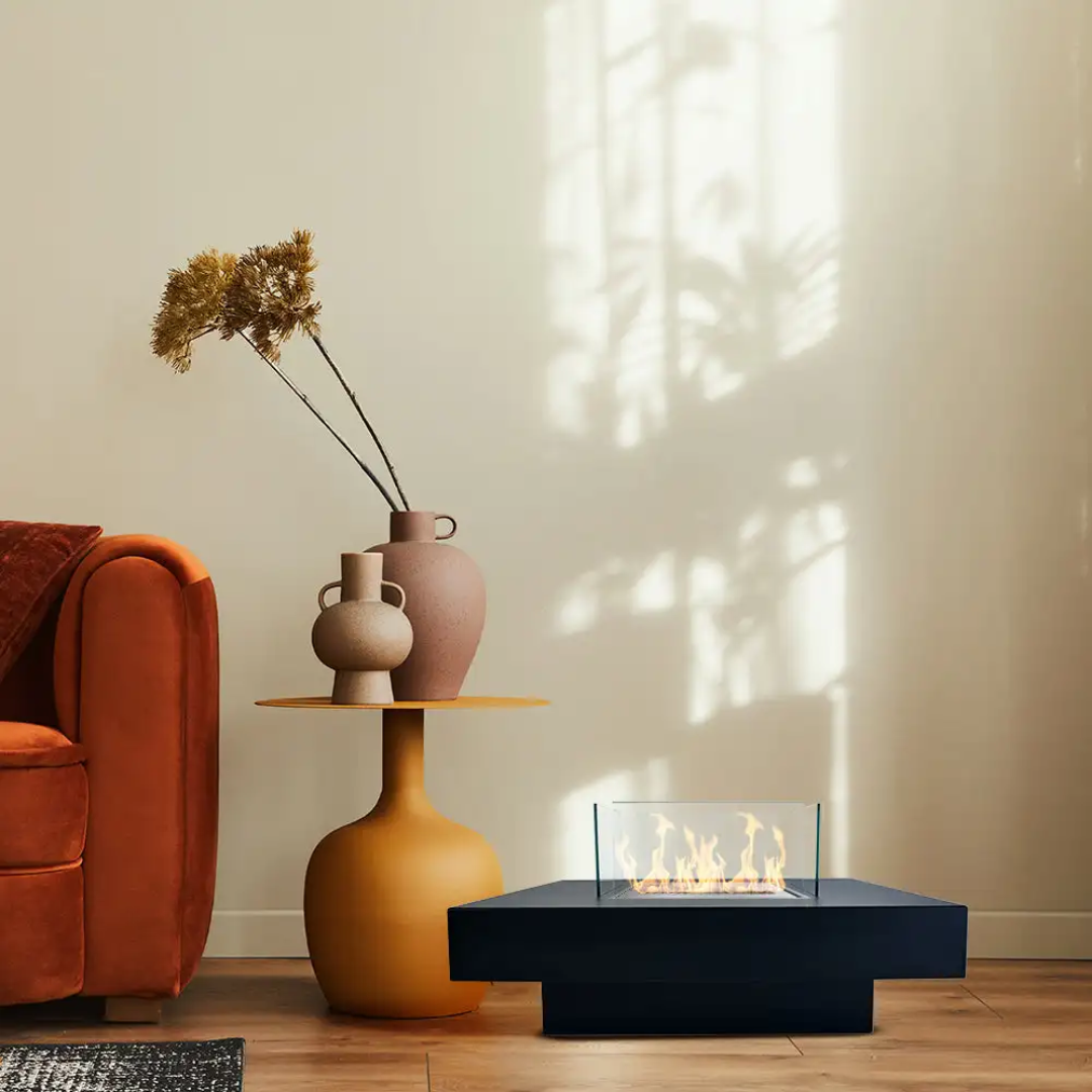 Lareira a Bioetanol de Chão PANAREA – 70x70 cm, Preto