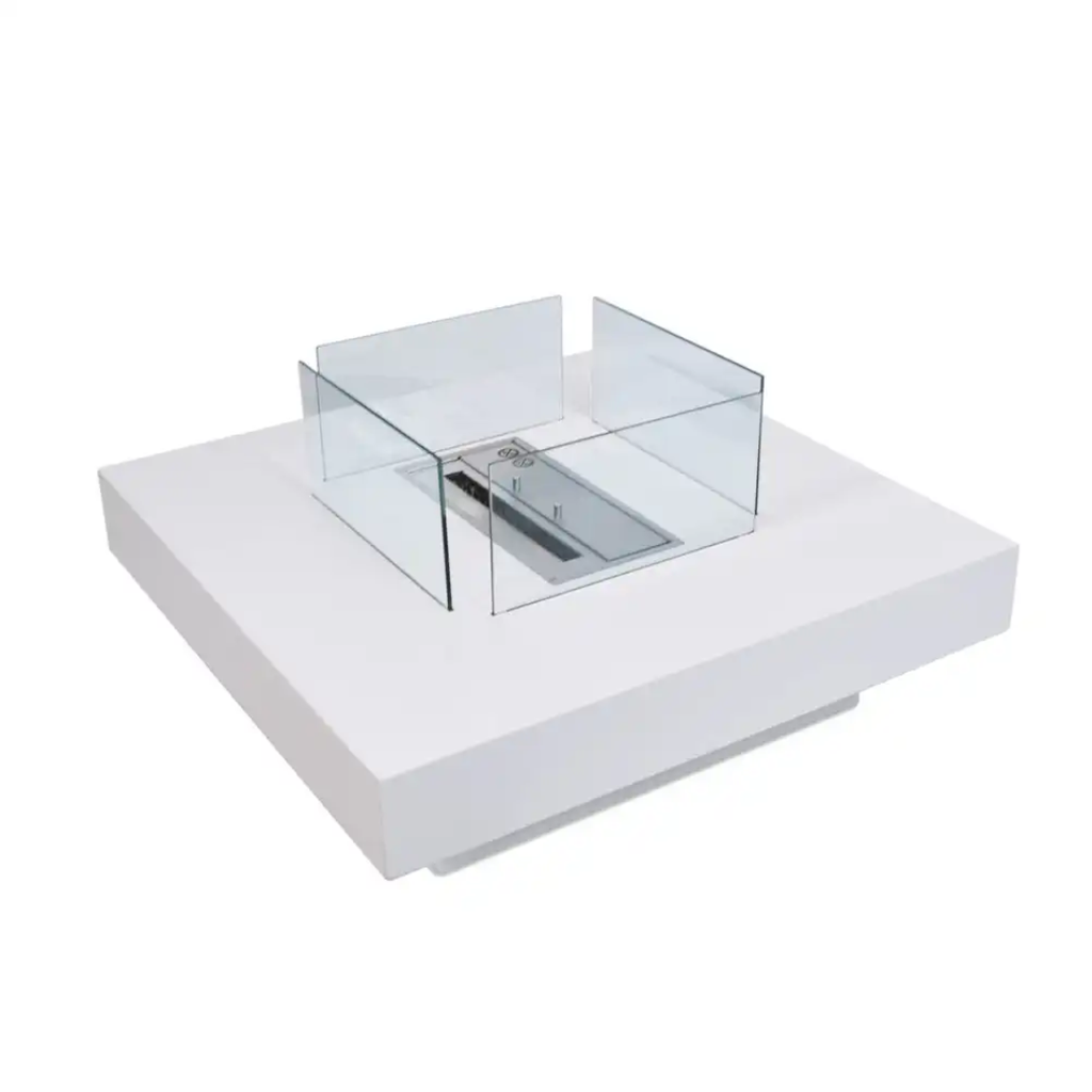 Lareira a Bioetanol de Chão Panarea 70×70 cm Branca – Interior e Exterior