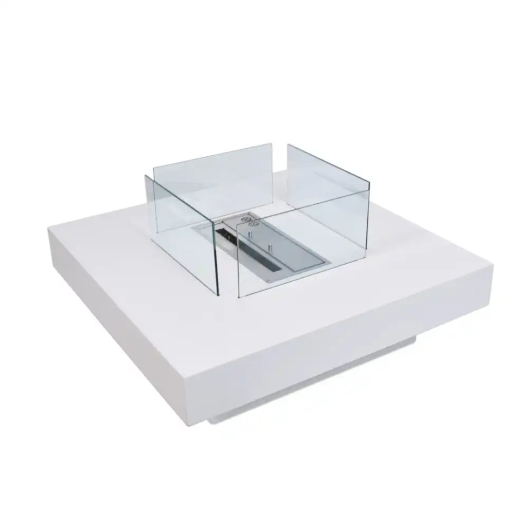 Lareira a Bioetanol de Chão Panarea 70×70 cm Branca – Interior e Exterior